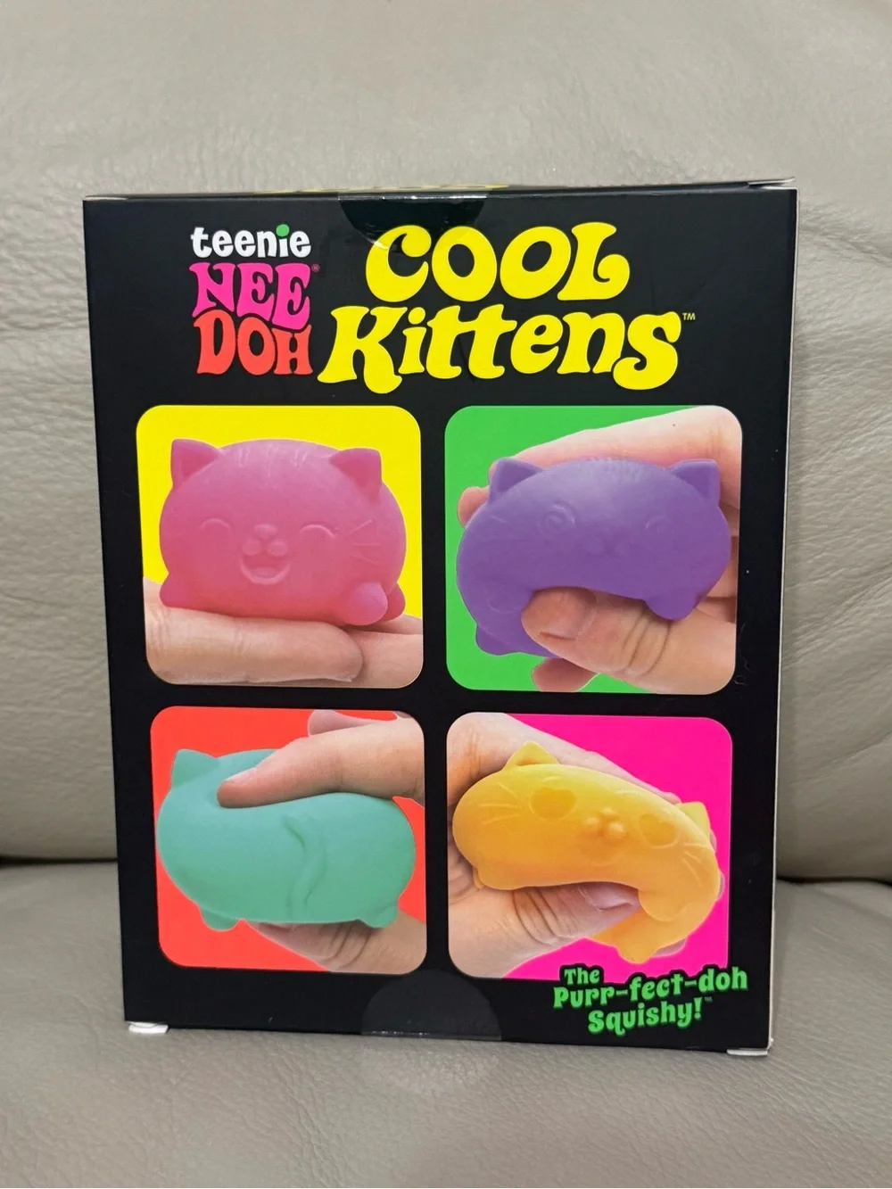 NEW Needoh 4 Pack Teenie Cool Kittens Pink Orange Green Purple Clay Squishy